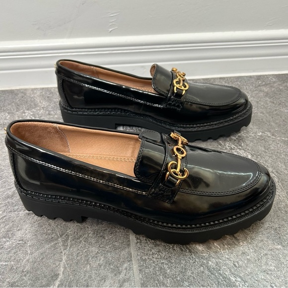 Sam Edelman Circus Black Patent Chunky Loafer Horse Bit Faux Leather Size 9.5 - Picture 3 of 15